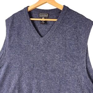 Preswick & Moore Mens Size XXL Blue 100% Lambswool V-Neck Sweater Vest